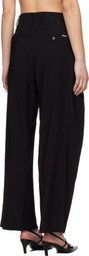 Rokh Black Pleated Wide Trousers