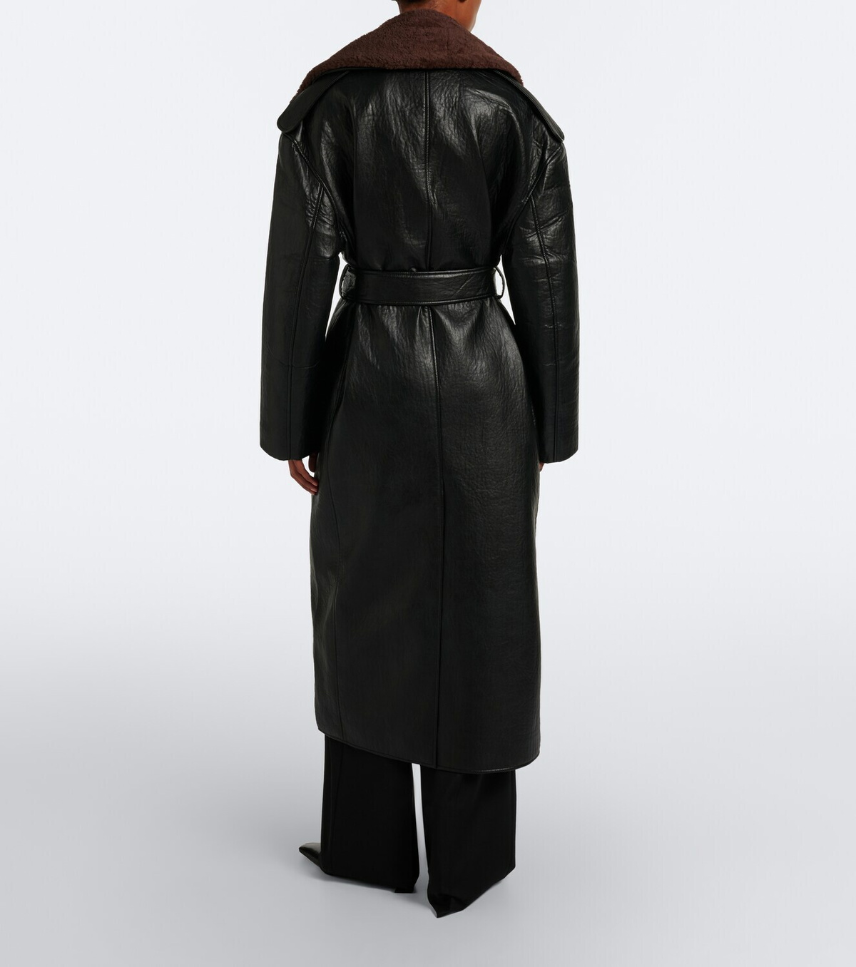 The Frankie Shop Edra shearling-trimmed wrap coat