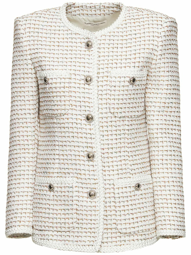 Photo: ALESSANDRA RICH - Tweed Lurex Blazer W/ Trim