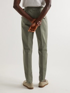 Rubinacci - Manny Slim-Fit Tapered Pleated Cotton-Twill Trousers - Green