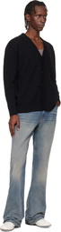 Marine Serre Black Merino Wool Knit Maxi Cardigan