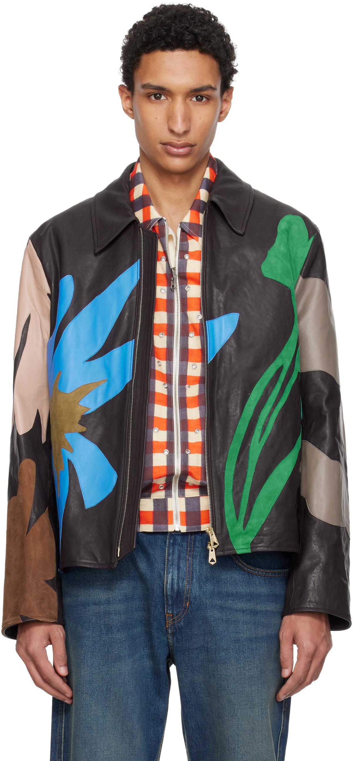 Paul Smith Brown Grained Leather Jacket Paul Smith