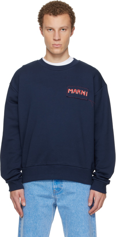 Photo: Marni Navy Logo Patch Sweatshirt