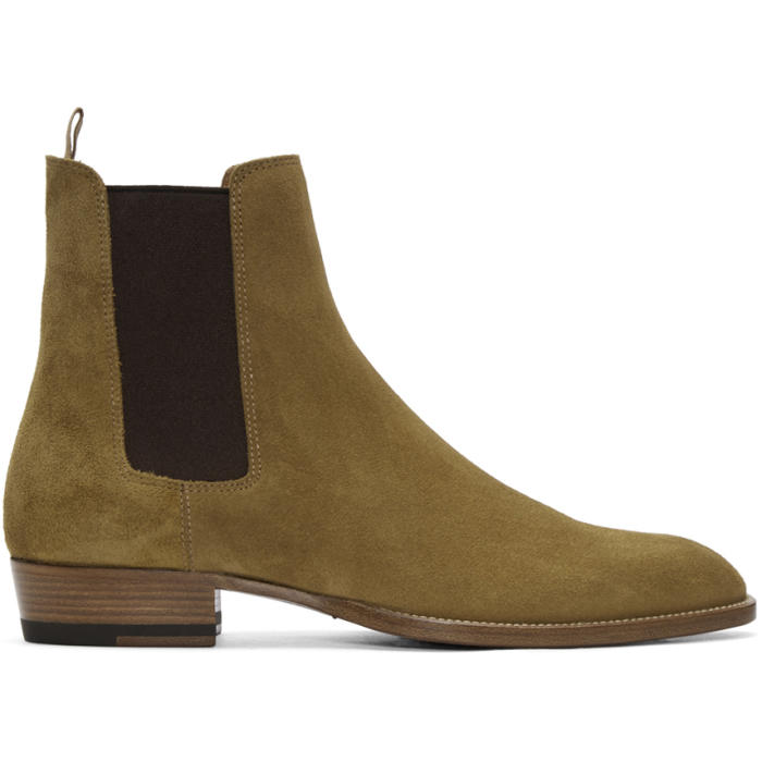 Photo: Saint Laurent Tan Suede Wyatt Boots