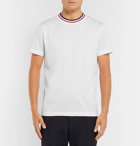 Moncler - Striped Webbing-Trimmed Cotton-Jersey T-Shirt - Men - White