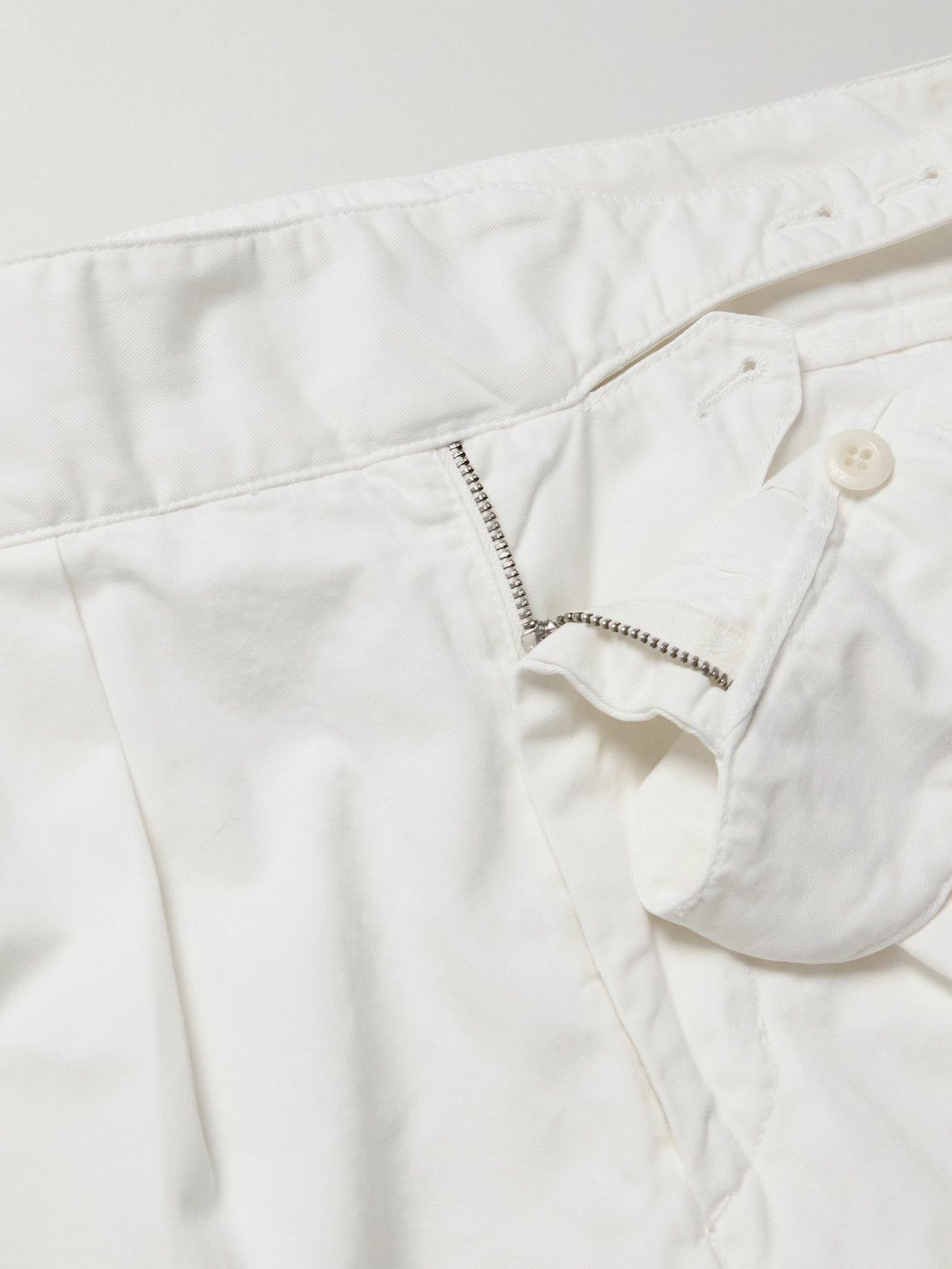 Rubinacci - Manny Straight-Leg Pleated Cotton-Twill Trousers - White