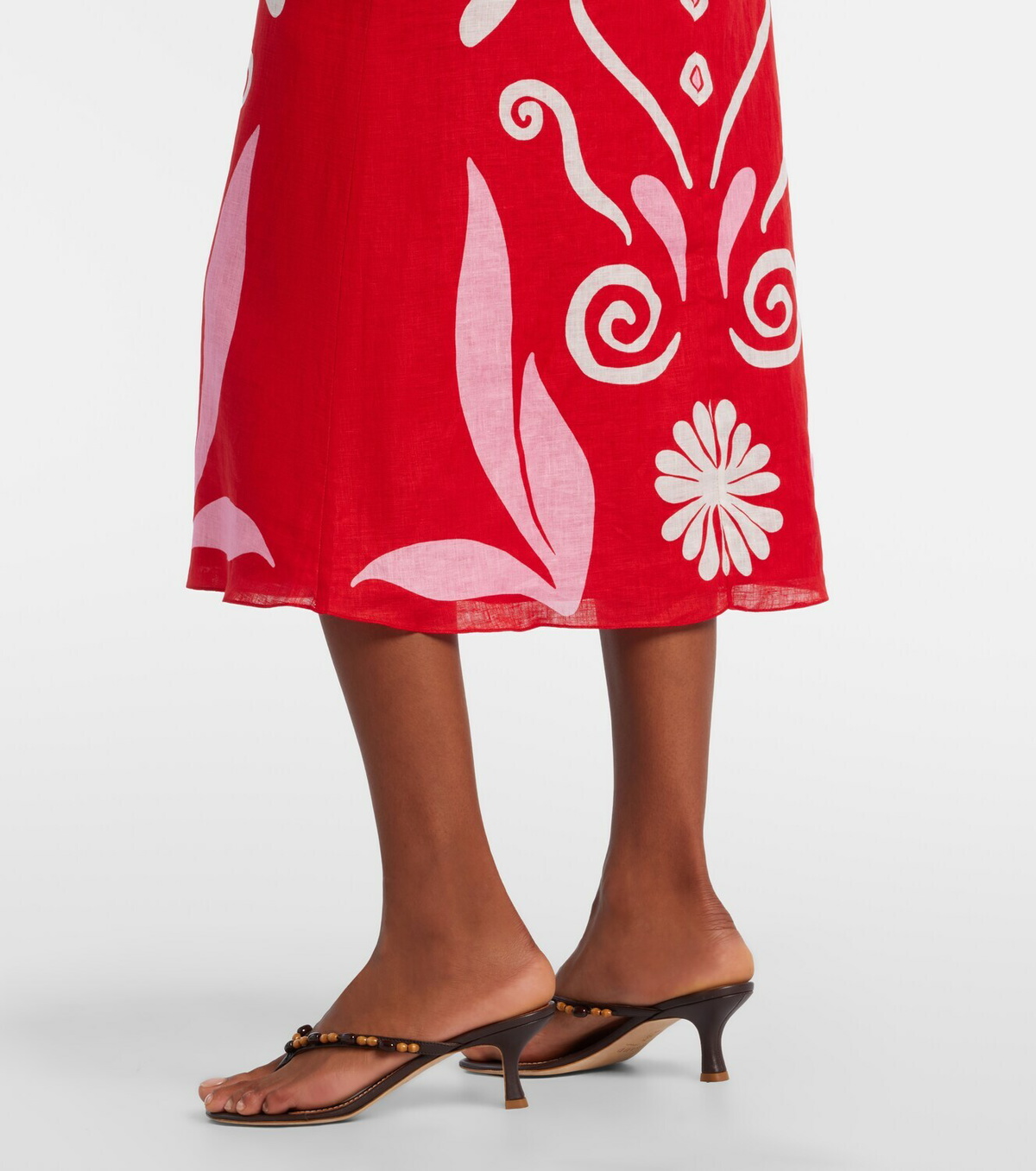 Cala de la Cruz Fabiana printed linen midi skirt
