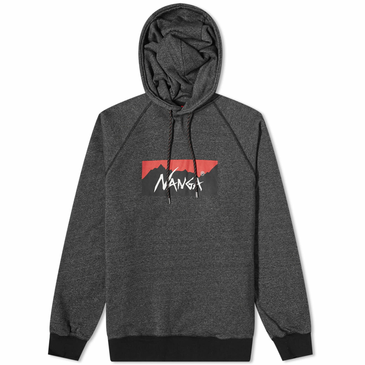 Nanga Men's Eco Hybrid Box Logo Hoodie in Black Nanga