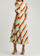 Kitri Pia Striped Linen-blend Midi Dress Multicoloured