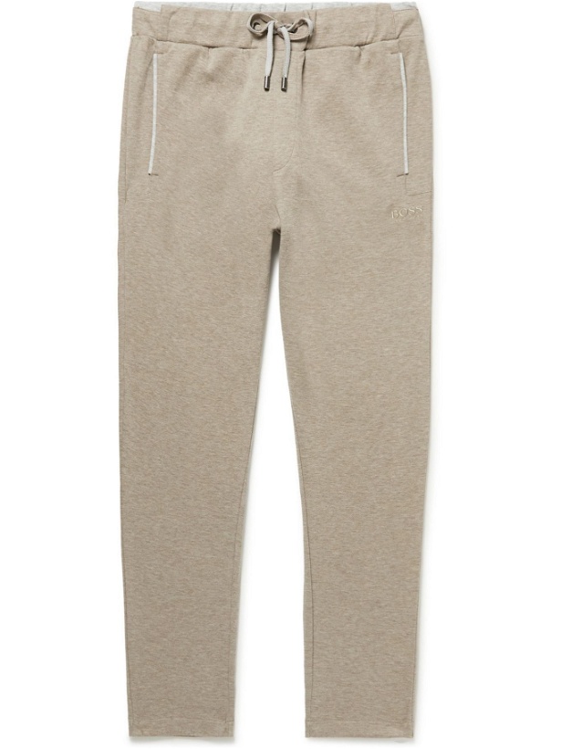 Photo: Hugo Boss - Tapered Cotton-Blend Jersey Sweatpants - Neutrals