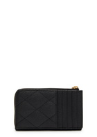 Saint Laurent Quilted Pebbled Leather Card Holder - Black - One Size