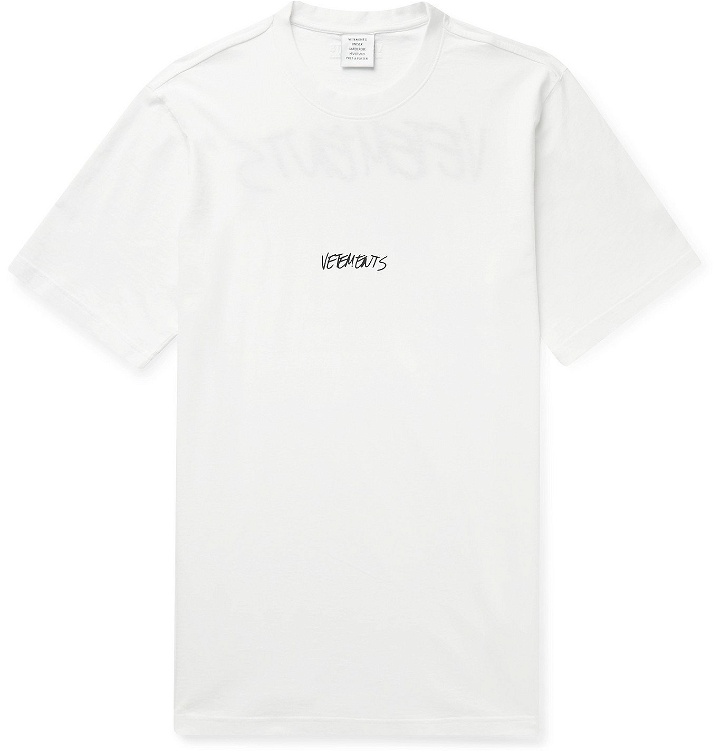 Photo: Vetements - Logo-Print Cotton-Jersey T-Shirt - White