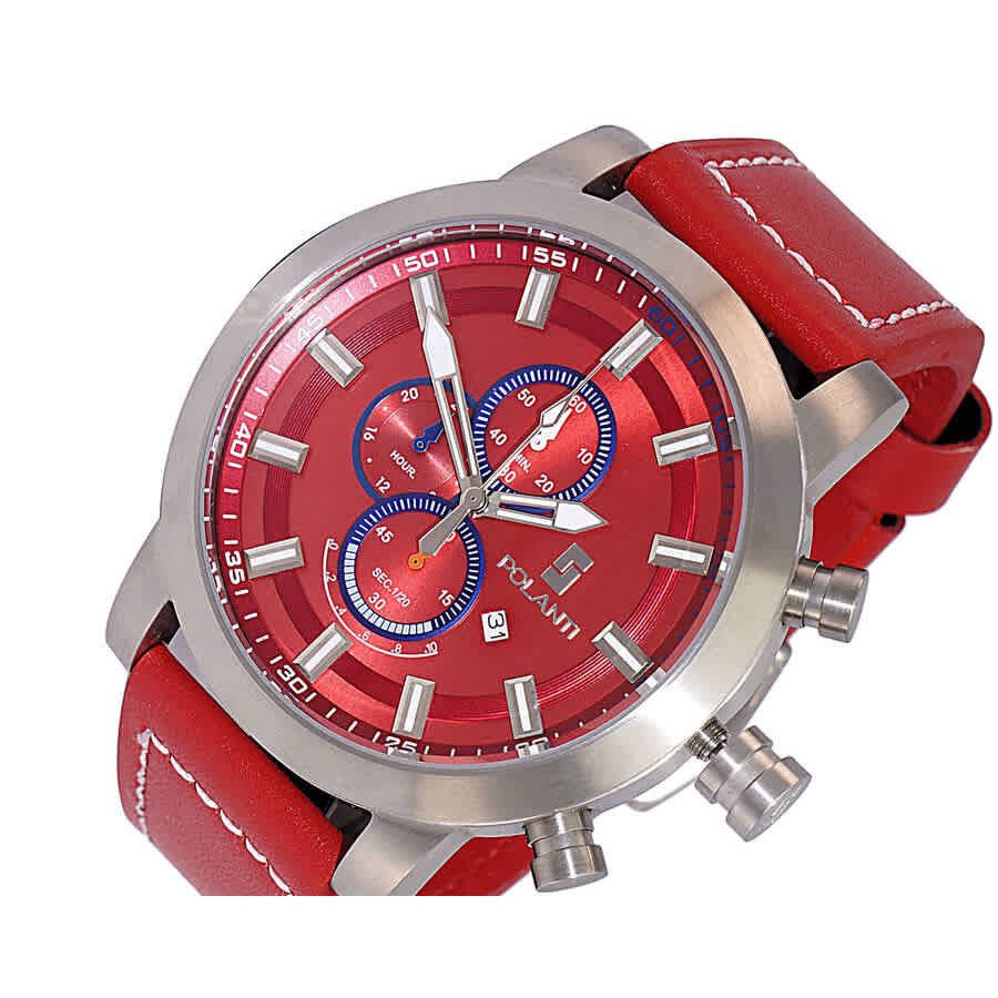 Polanti Rogue Chronograph Quartz Red Dial Mens Watch RG0001M-SS
