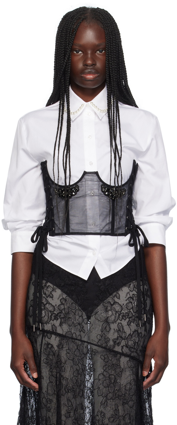 Simone Rocha Black Embellished Short Lace Up Corset Simone Rocha