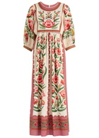 Farm Rio Ainika Printed Poplin Midi Dress Cream