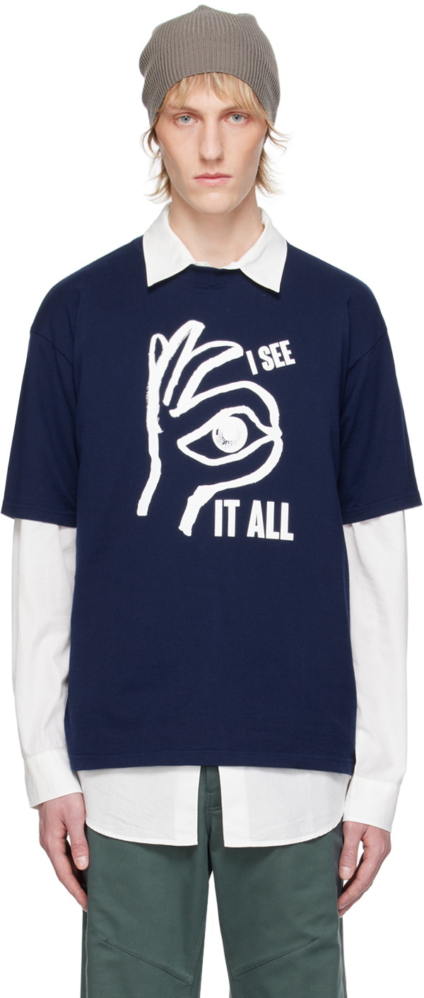 Tシャツ・カットソー UNDERCOVER Undercover T-shirts and Polos (UC1C4813 NAVY) UNDERCOVER Navy Graphic T-Shirt Undercover