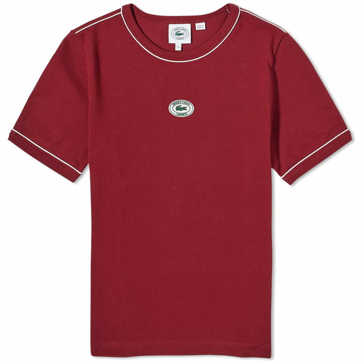 Photo: Sporty & Rich x Lacoste Pique Ringer T-Shirt in Pinot/Farine