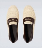 Manolo Blahnik Padstow leather-trimmed raffia loafers
