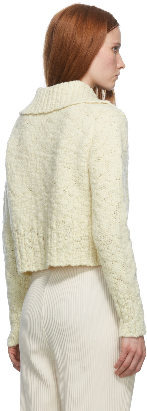 AURALEE wool slub Knit short cardigan