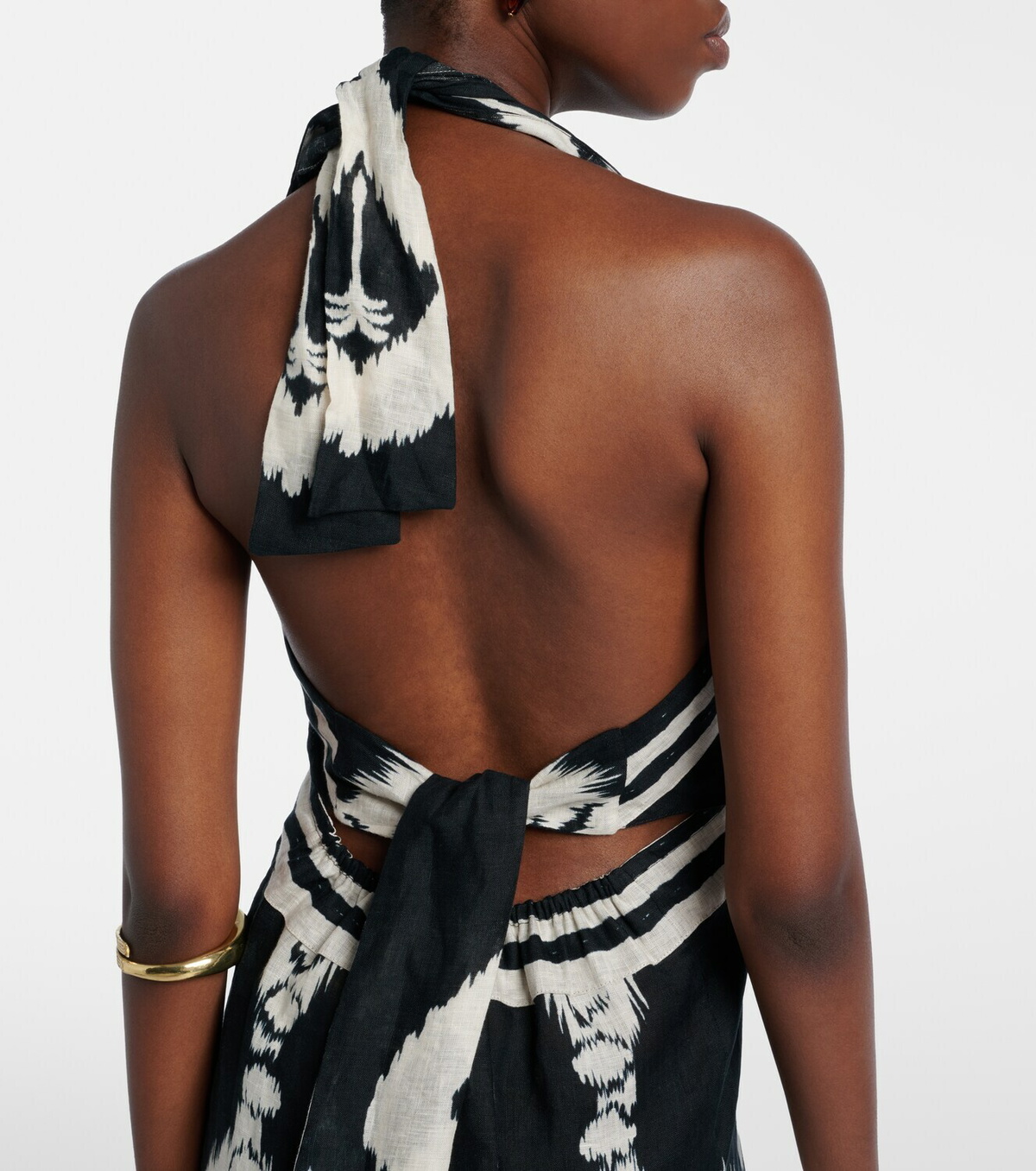 Johanna Ortiz Printed open-back linen midi dress