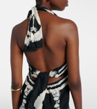 Johanna Ortiz Printed open-back linen midi dress