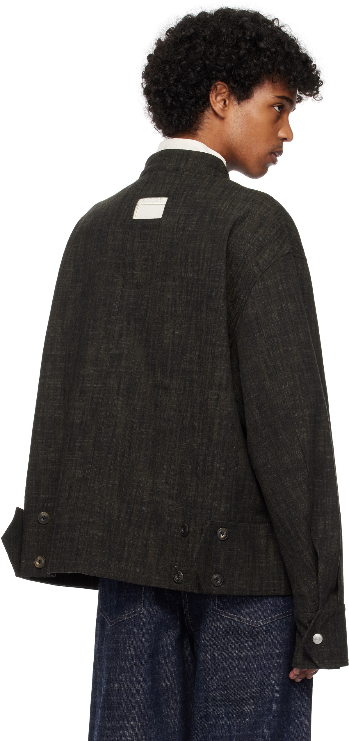 NULLUS Gray & Brown Deconstructed Multi Collar Jacket