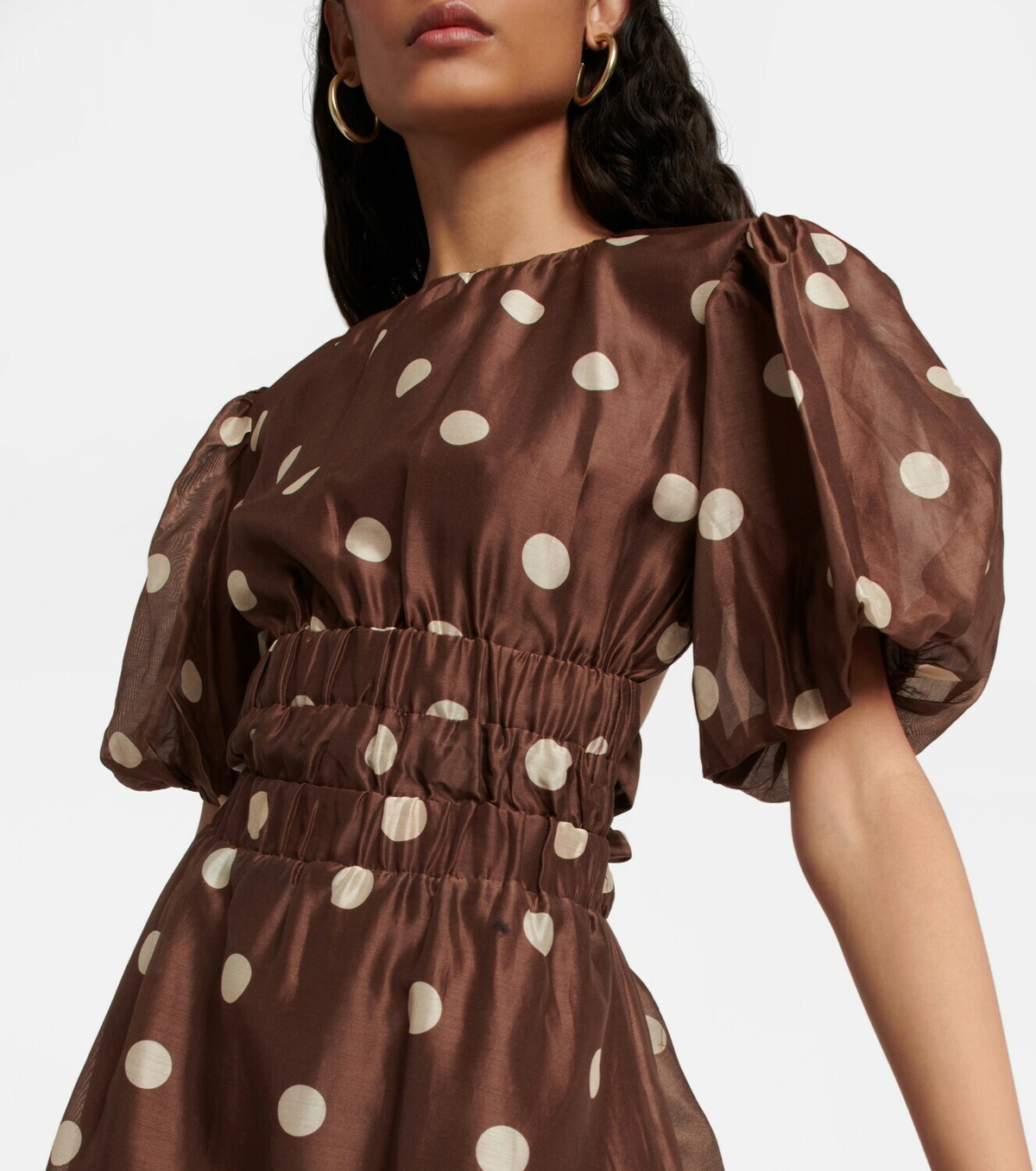 sir brown polka dot dress Sir Vivi Asymmetrical Cut Out Dress in Marlon Polka Dot – Coco & Lola main image 0