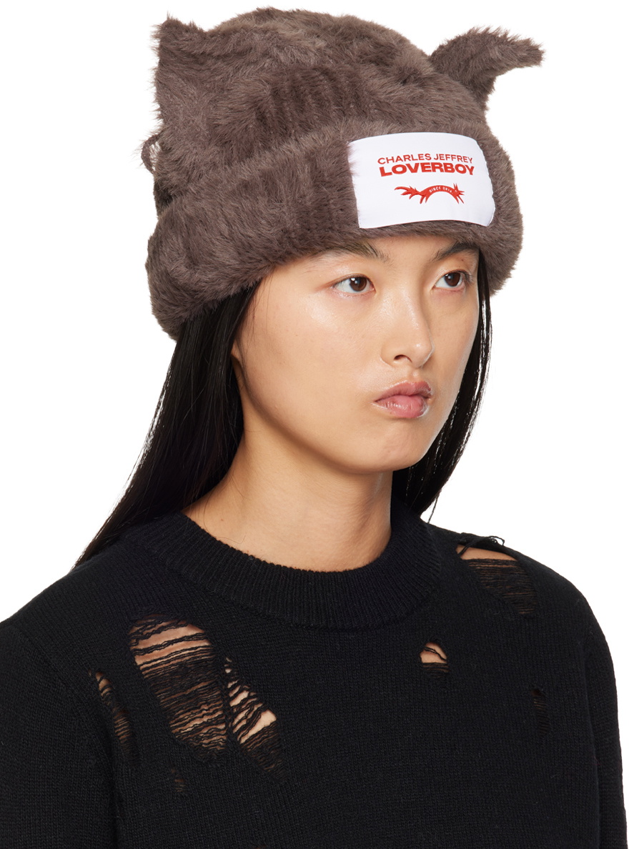 Charles Jeffrey LOVERBOY Brown Fluffy Chunky Ears Beanie Charles