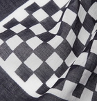 Massimo Alba - Checkerboard Printed Cotton Pocket Square - Black