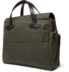 Filson - 24-Hour Leather-Trimmed Coated-Canvas Briefcase - Men - Dark green