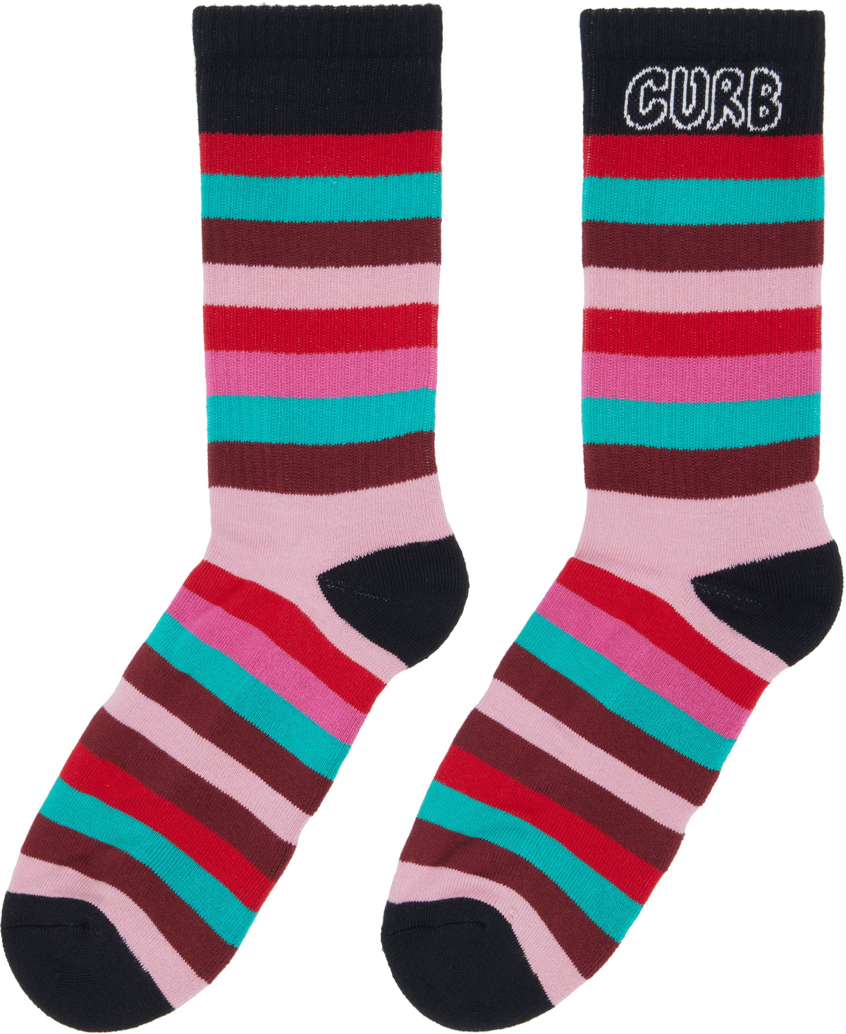 Lanvin Pink 'Curb' Striped Cotton Socks