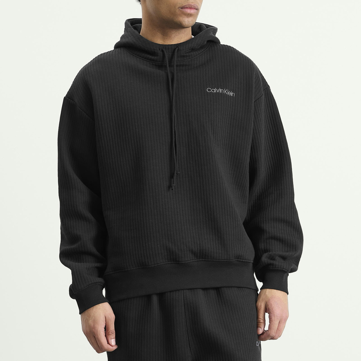 Calvin Klein Men's Terry Quilted Hoodie in Black