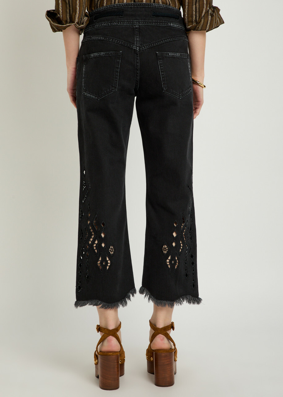 Isabel Marant Alison Cut-out Cropped Denim Jeans Black