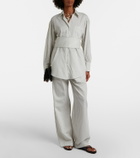 Róhe Belted striped silk and cotton shirt