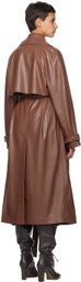 Olēnich Brown Belted Faux-Leather Coat