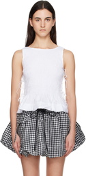 GANNI White Cotton Smock Tie Tank Top
