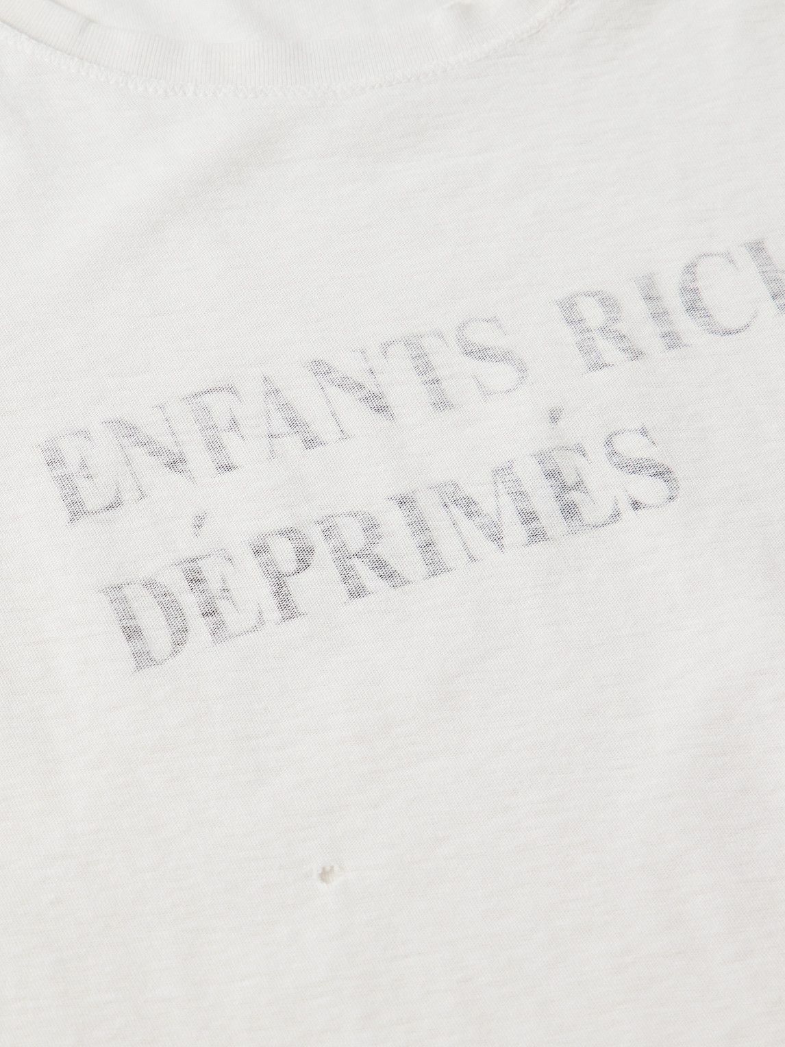 Enfants Riches Déprimés - Distressed Logo-Print Cotton-Jersey T-Shirt - White