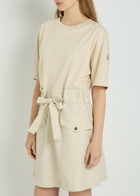 Moncler Belted Cotton Mini T-shirt Dress Ivory