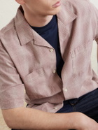 Corridor - Convertible-Collar Checked Cotton and Linen-Blend Shirt - Pink