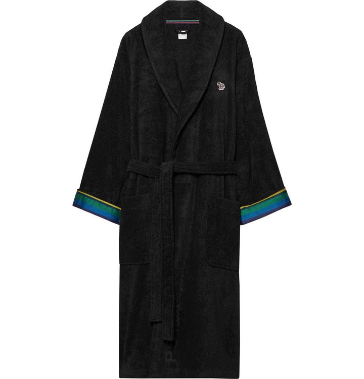 Photo: Paul Smith - Stripe-Trimmed Cotton-Terry Robe - Men - Black