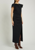 Isabel Marant Nadela Gathered Cotton Midi Dress Black