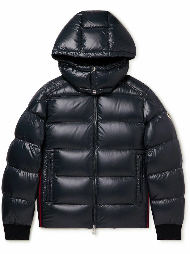 Photo: Moncler - Lunetiere Webbing-Panelled Quilted Nylon Hooded Down Jacket - Blue