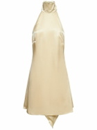 DEVEAUX Reed Cupro Satin Halter Neck Mini Dress