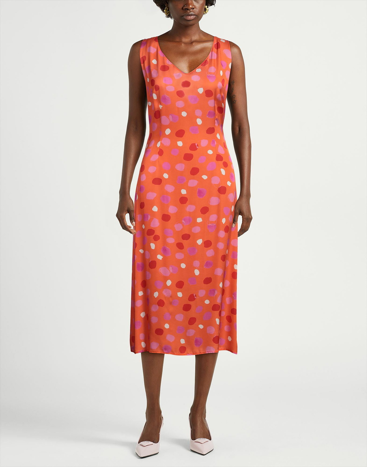 Manila Grace Womens Midi dress in Orange