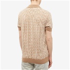 Balmain Men's Monogram Knitted Polo Shirt in Natural/Beige