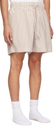 Tekla Off-White Striped Pyjama Shorts