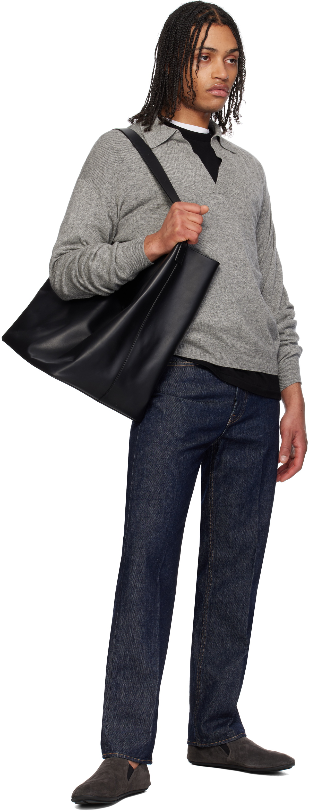 AURALEE Black AETA Edition Big Leather Tote Auralee