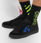 Off-White - 2.0 Suede-Trimmed Canvas Sneakers - Black