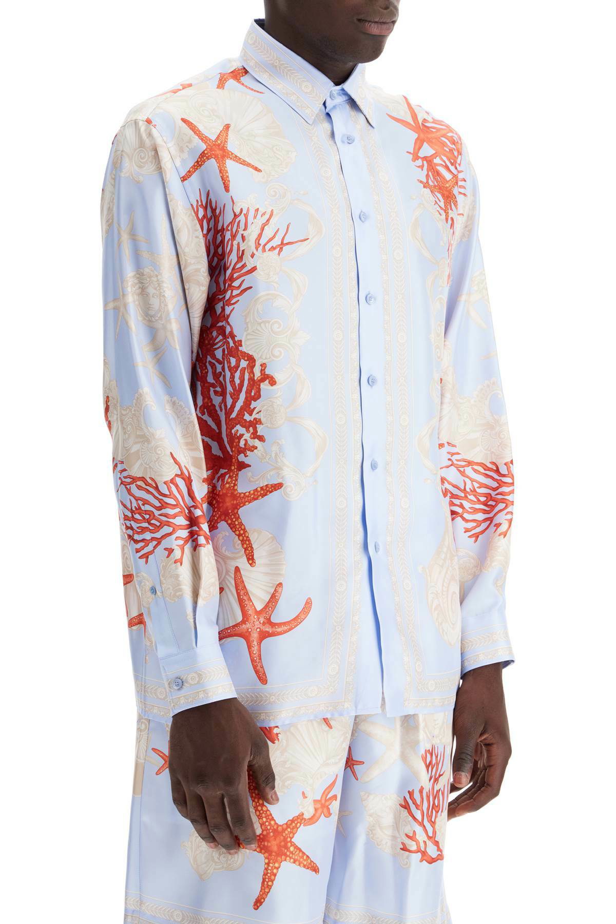 VERSACE barocco sea silk shirt Light blue Versace