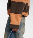 Acne Studios Folio striped cotton fleece polo sweatshirt